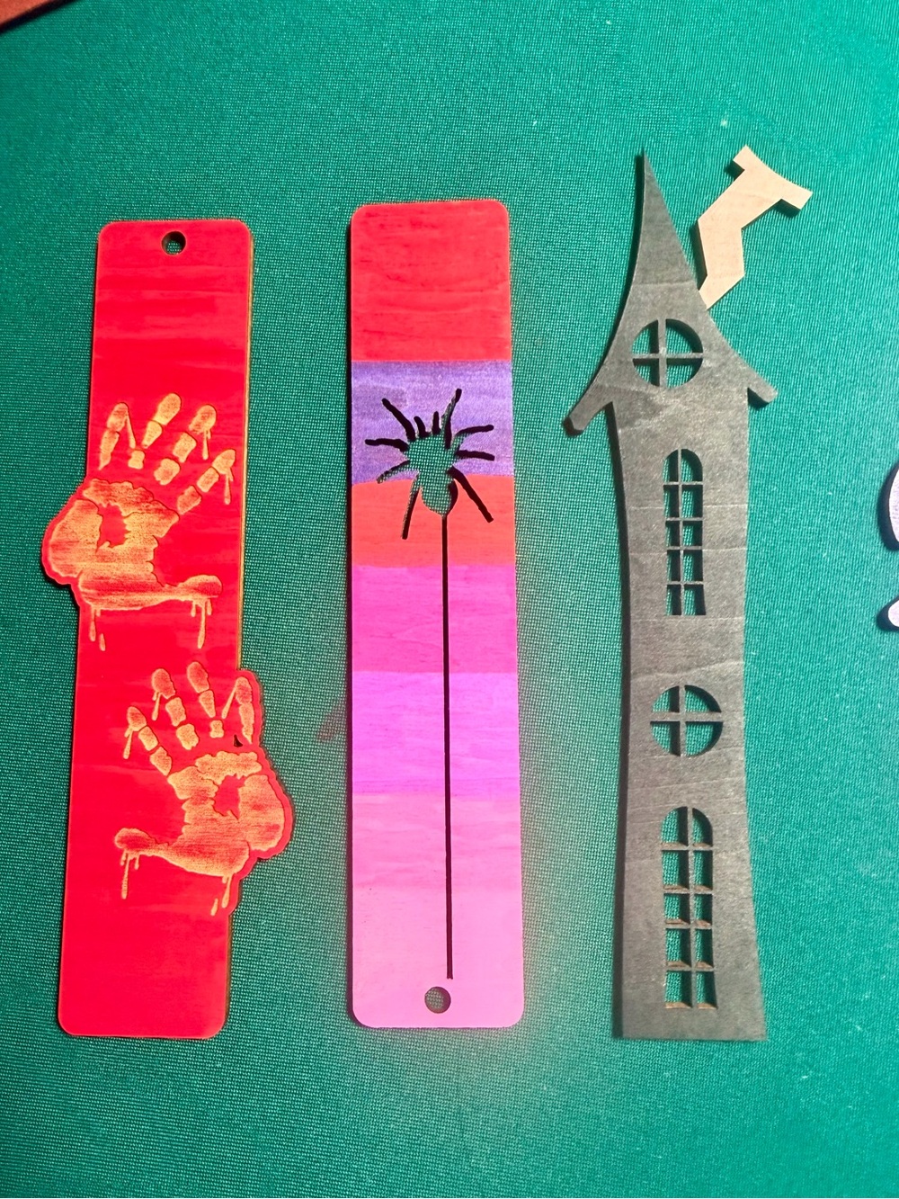 Set of 6 Handcrafted hand painted Spooky Wood Bookmarks made to order - Picture 3 of 5